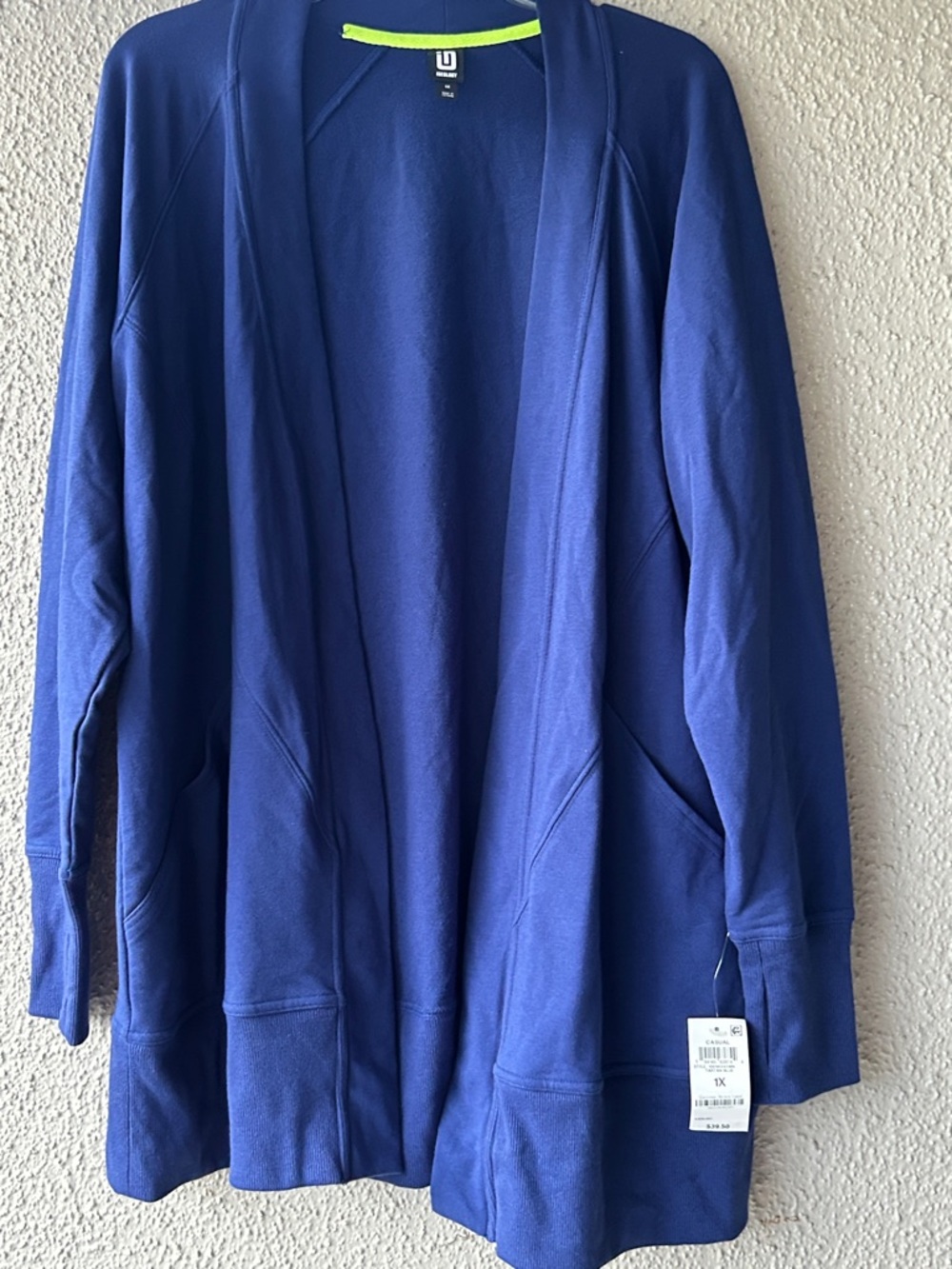 Ideology Ultra Soft Open Front Cardigan  Royal Blue with pockets 1X NWT
